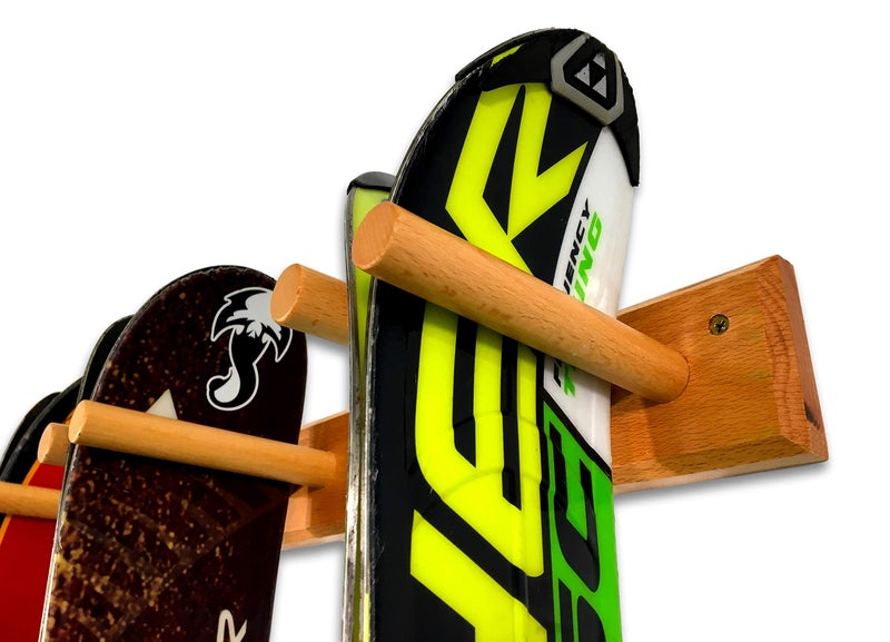 StoreYourBoard Timber Ski Wall Rack, 4 Pairs of Skis Storage, Wood Home and Garage Mount System, Natural Wood - Image 4